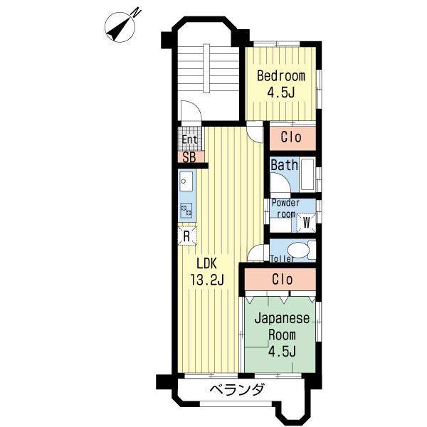 Floor plan. 2LDK, Price 8.9 million yen, Footprint 49.4 sq m , Change on the balcony area 5 sq m 2LDK