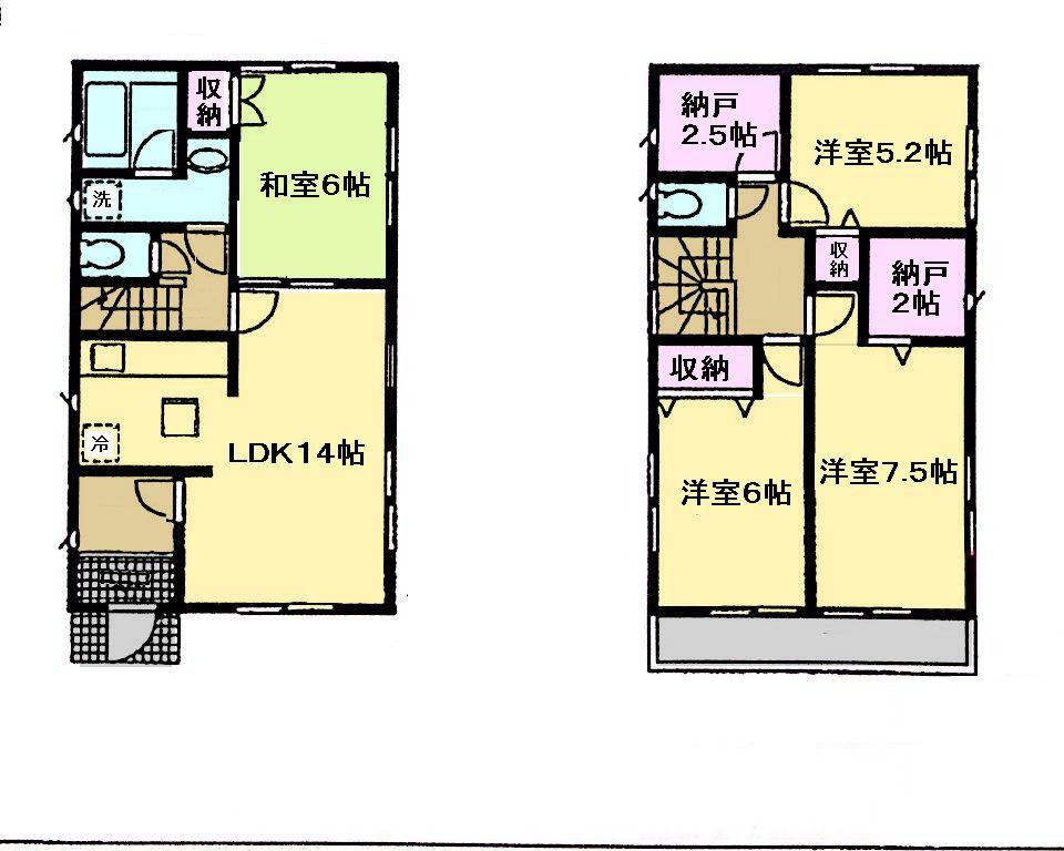 Floor plan. (1 Building), Price 39,800,000 yen, 4LDK+2S, Land area 140.63 sq m , Building area 96.79 sq m