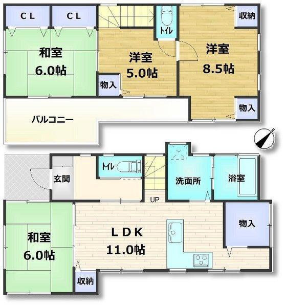 Floor plan. 19,800,000 yen, 4LDK+S, Land area 81.27 sq m , Building area 85.37 sq m