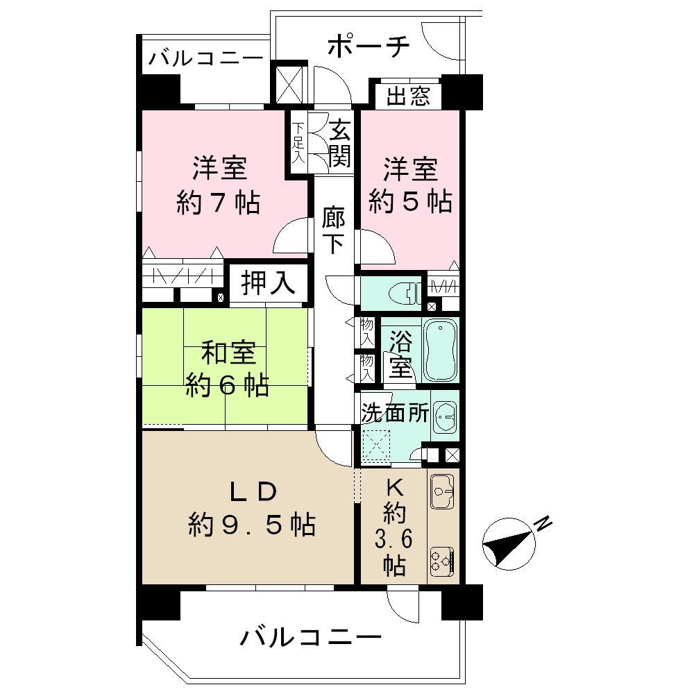 Floor plan. 3LDK, Price 22,800,000 yen, Occupied area 70.44 sq m , Balcony area 17.3 sq m