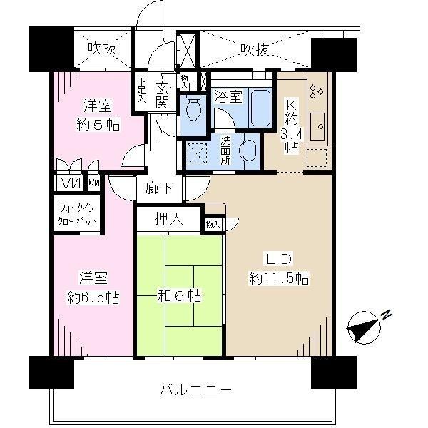 Floor plan. 3LDK, Price 24,900,000 yen, Occupied area 70.56 sq m , Balcony area 15.9 sq m