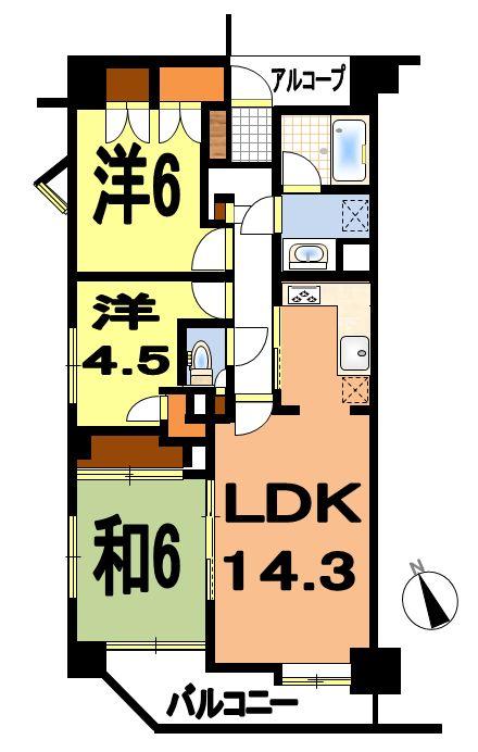 Floor plan. 3LDK, Price 11.3 million yen, Occupied area 70.29 sq m , Balcony area 6.89 sq m floor plan