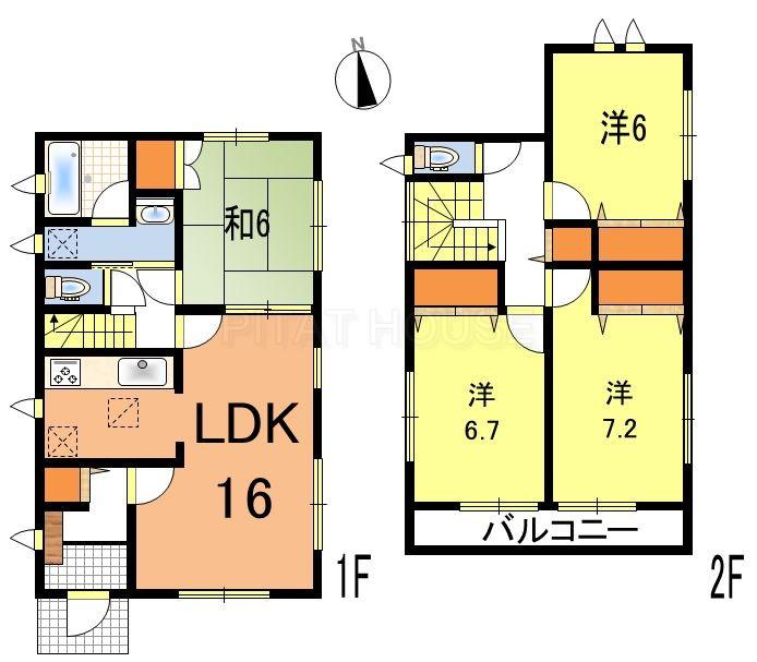 Floor plan. 27,800,000 yen, 4LDK, Land area 115.8 sq m , Building area 96.39 sq m ◆ LDK There is also a spacious 16 Pledge. South is a bright floor plan of direction.