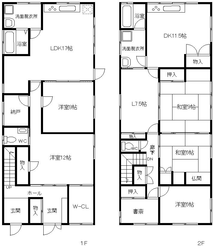 Floor plan. 22,800,000 yen, 5LLDDKK + 2S (storeroom), Land area 181.81 sq m , Building area 197.08 sq m