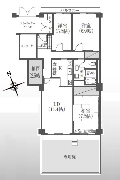 Floor plan. 3LDK, Price 10.8 million yen, Occupied area 82.82 sq m , Balcony area 12.05 sq m