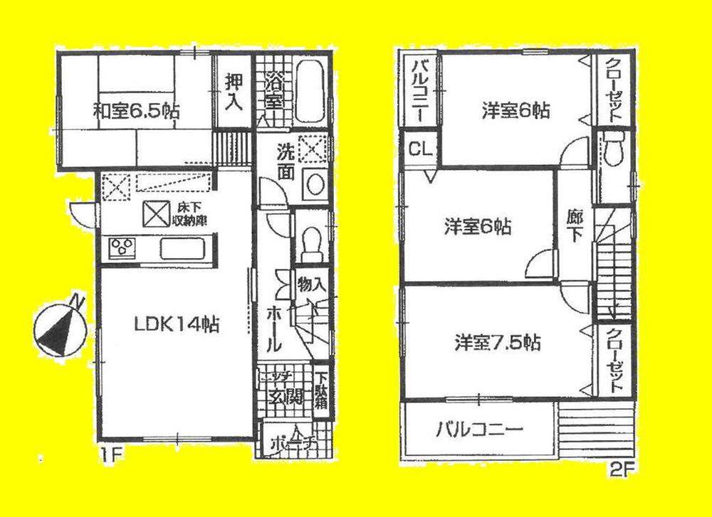 Floor plan. (No. 1 point), Price 22,800,000 yen, 4LDK, Land area 107.01 sq m , Building area 92.34 sq m