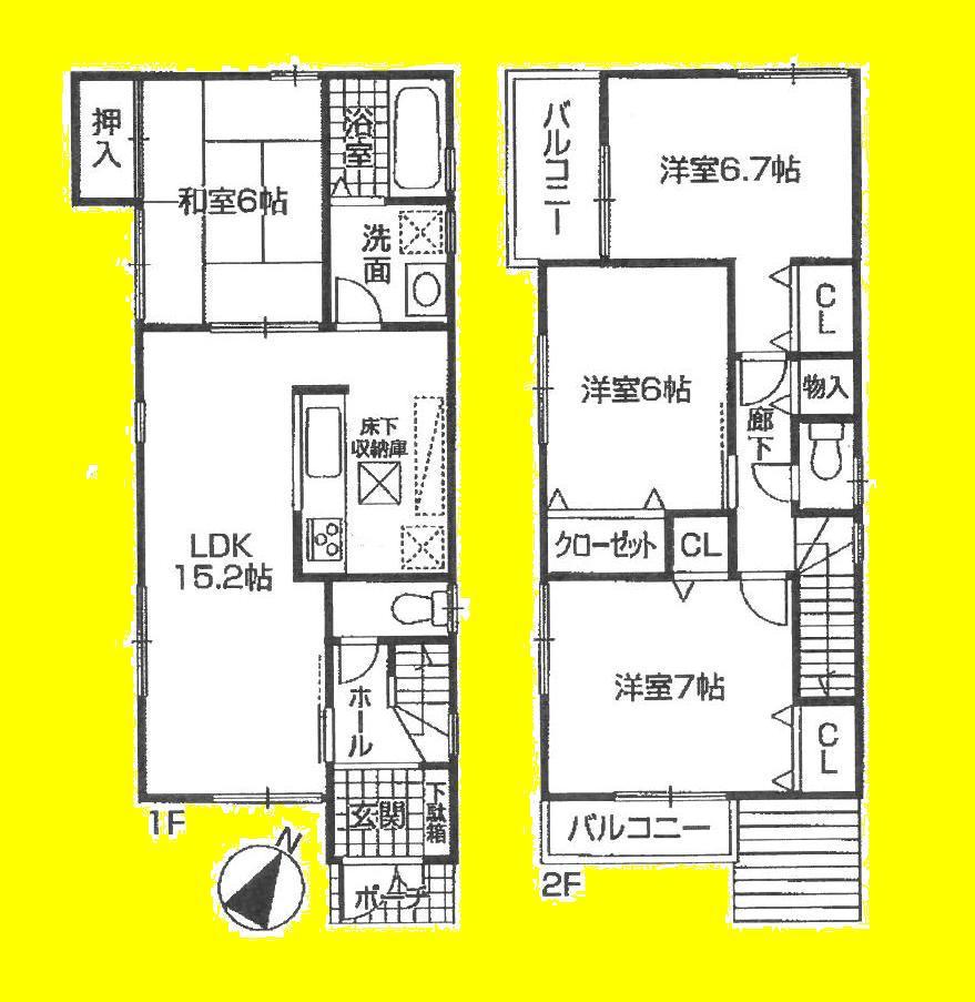 Floor plan. (No. 3 locations), Price 23.8 million yen, 4LDK, Land area 107.01 sq m , Building area 89.9 sq m
