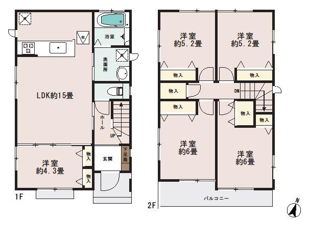 Floor plan. (1 Building), Price 24,800,000 yen, 5LDK, Land area 132.64 sq m , Building area 96.46 sq m