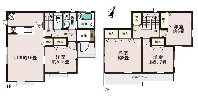 Floor plan. (Building 2), Price 28.8 million yen, 4LDK, Land area 132.25 sq m , Building area 97.71 sq m