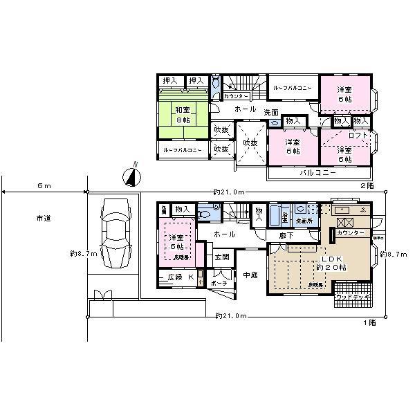 Floor plan. 45,500,000 yen, 5LDK, Land area 184.53 sq m , Building area 149.9 sq m
