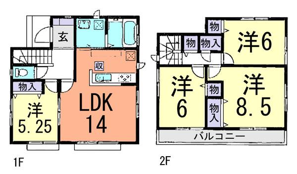 Floor plan. (F Building), Price 22,800,000 yen, 4LDK, Land area 129.42 sq m , Building area 92.73 sq m