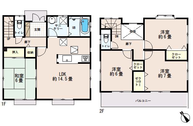 Floor plan. (5 Building), Price 21,800,000 yen, 4LDK, Land area 116.11 sq m , Building area 95.23 sq m