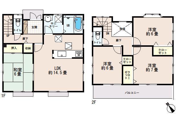 Floor plan. ◆ Good per Tamehi of southwestward. 4LDK is in sale at 21.8 million yen. 2014 February since completion is scheduled, Points, etc. to be worried about, Please feel free to contact us.