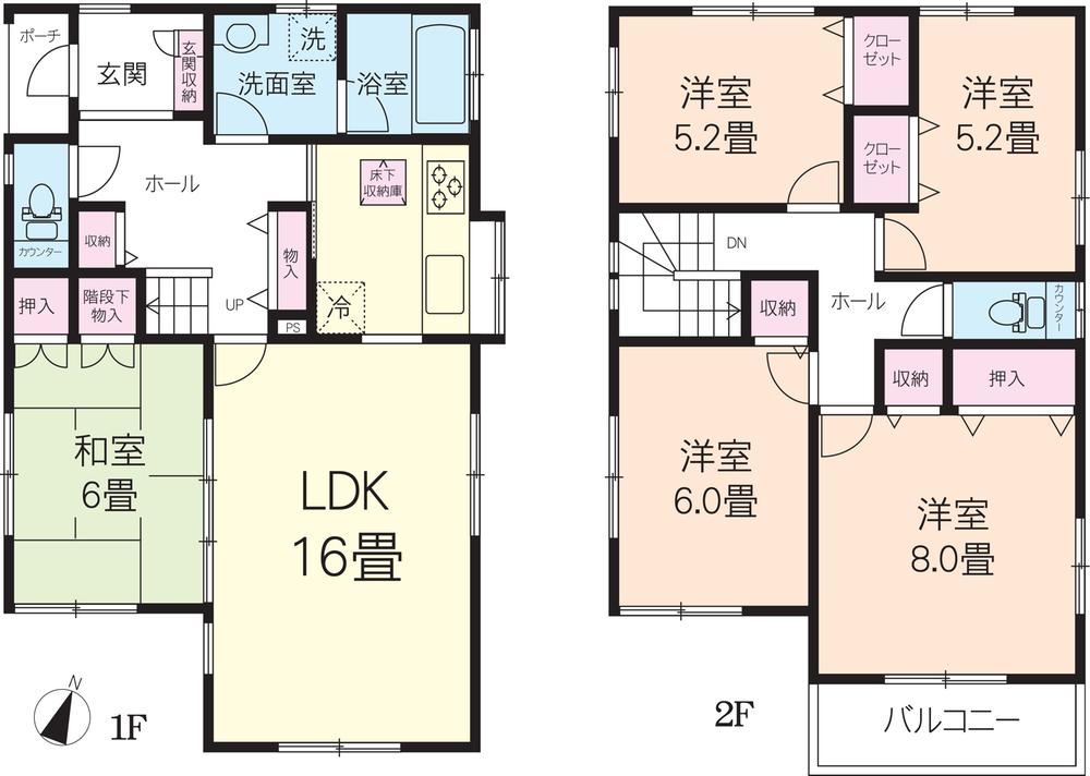 Floor plan. 20.8 million yen, 5LDK, Land area 105 sq m , Building area 112.61 sq m