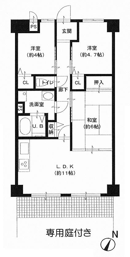 Floor plan. 3LDK, Price 11.8 million yen, Footprint 60.61 but is sq m compact, Becoming easy-to-use orthodox type of floor plan.