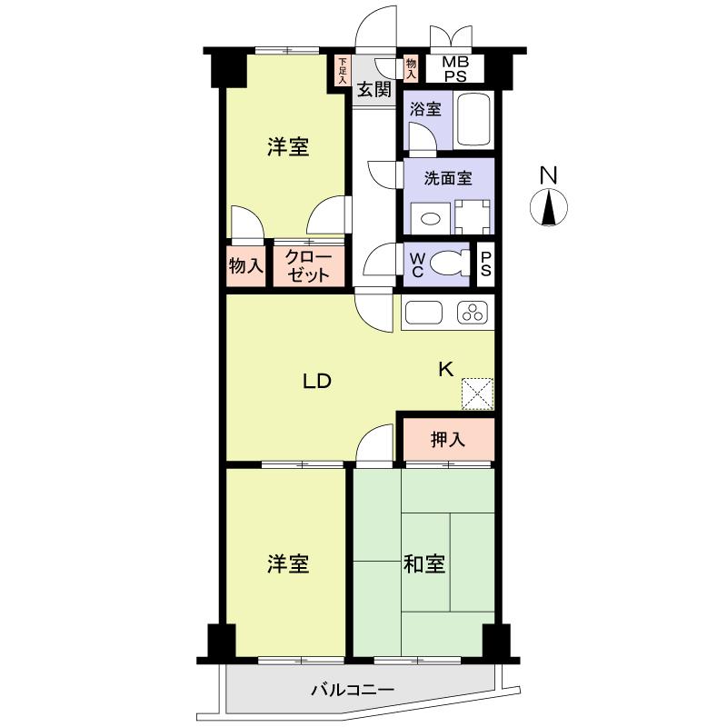 Floor plan. 3DK, Price 10.8 million yen, Occupied area 56.35 sq m , Balcony area 5.2 sq m