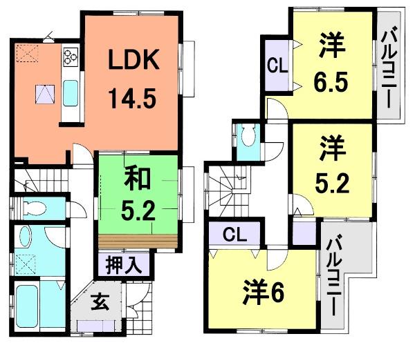 Floor plan. 27,800,000 yen, 4LDK, Land area 154.95 sq m , Building area 92.73 sq m