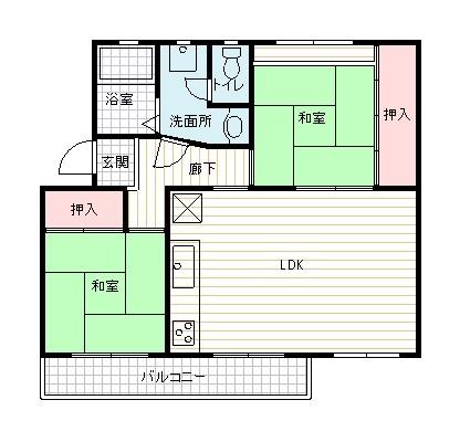 Floor plan. 2LDK, Price 4.8 million yen, Occupied area 48.85 sq m , Balcony area 6 sq m