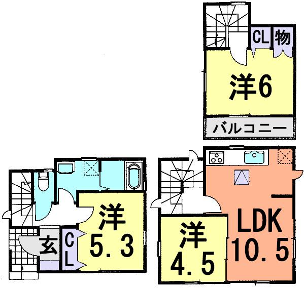 Floor plan. 19,800,000 yen, 3LDK, Land area 50.69 sq m , Building area 65.82 sq m