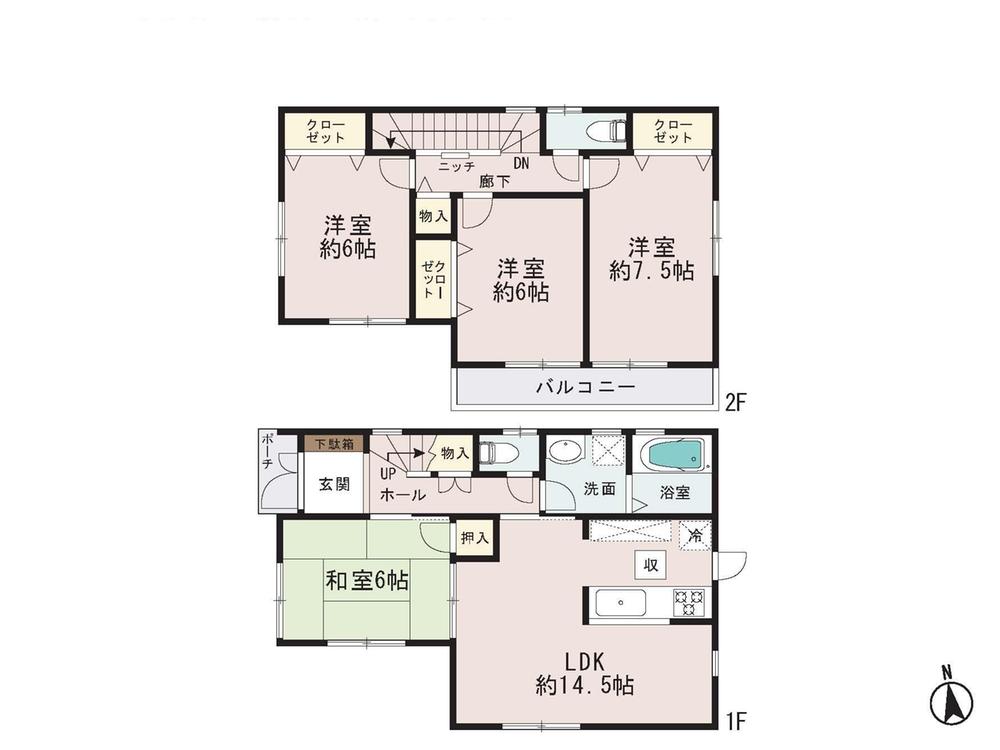 Floor plan. 20.8 million yen, 4LDK, Land area 102.59 sq m , Building area 94.77 sq m