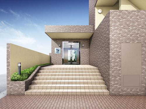 Rendering (appearance). Entrance Rendering. Parking side and walk side, Entrance that can come and go from the two entrance. There is also a sub entrance in addition to this.