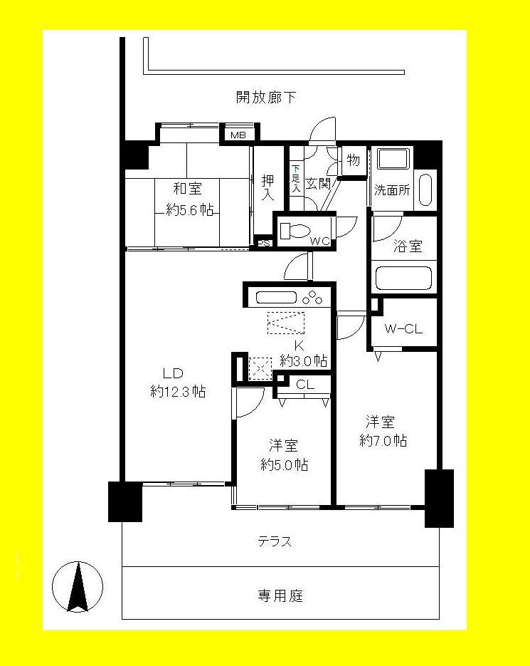 Floor plan. 3LDK, Price 19,800,000 yen, Occupied area 73.43 sq m