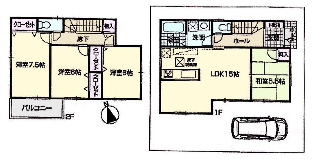 Floor plan. (Building 2), Price 26,800,000 yen, 4LDK, Land area 105.02 sq m , Building area 96.39 sq m