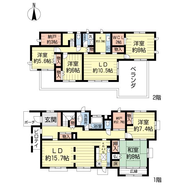 Floor plan. 69 million yen, 5LDK, Land area 269 sq m , Building area 197.1 sq m