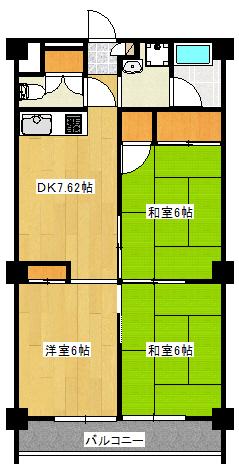 Floor plan. 3DK, Price 8.3 million yen, Occupied area 53.16 sq m , Balcony area 5.4 sq m