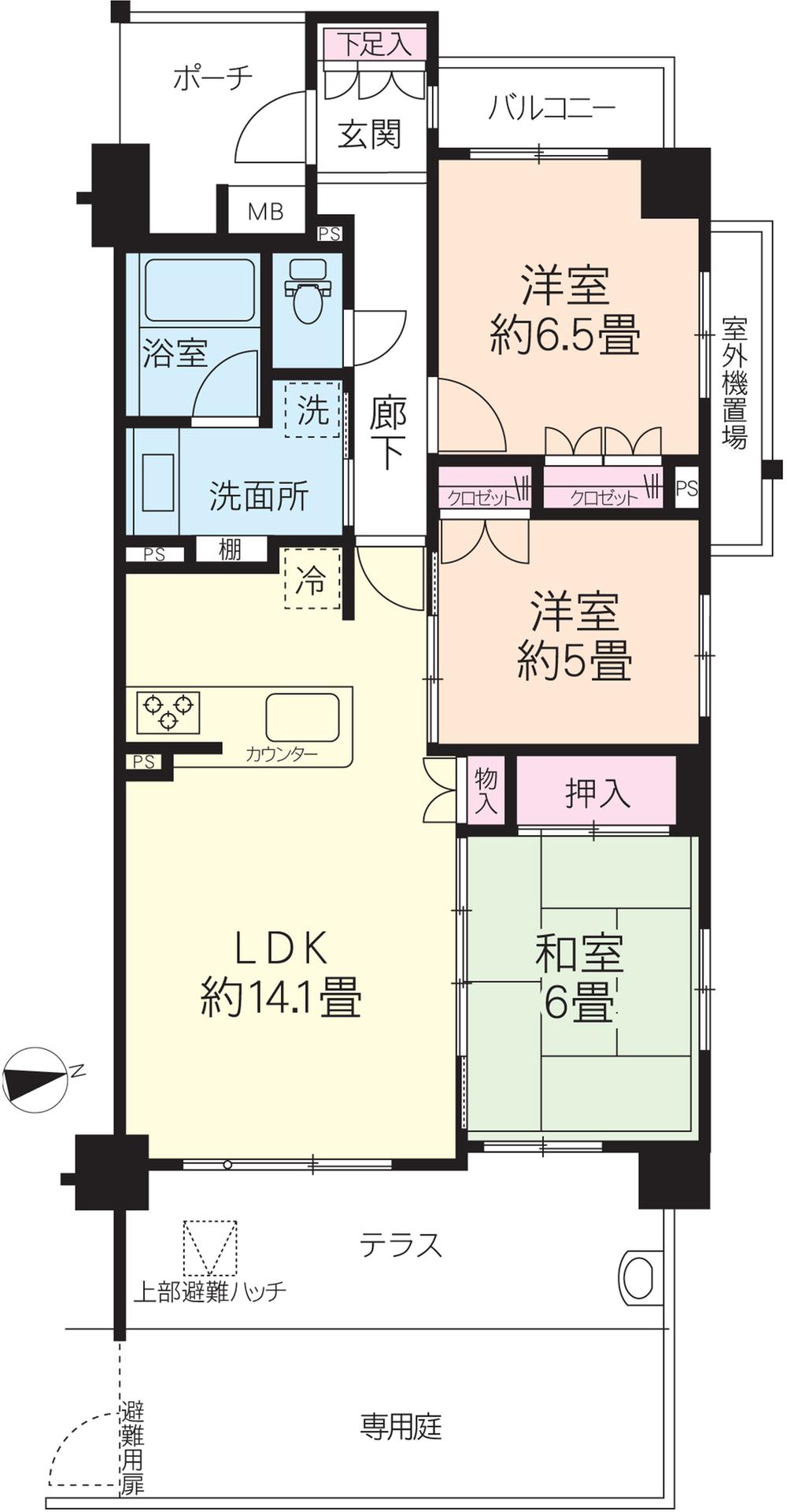 Floor plan. 3LDK, Price 29,900,000 yen, Occupied area 74.32 sq m , Balcony area 2.73 sq m