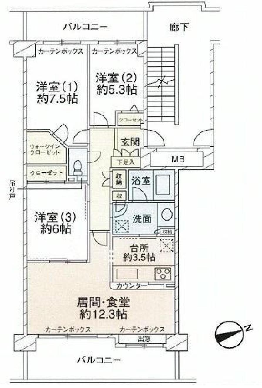 Floor plan. 3LDK, Price 22,800,000 yen, Occupied area 78.42 sq m , Balcony area 17.16 sq m