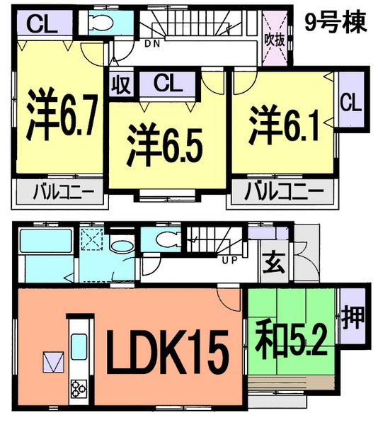 Floor plan. (9 Building), Price 31,800,000 yen, 4LDK, Land area 120.03 sq m , Building area 96.68 sq m