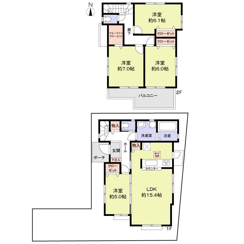 Floor plan. 32,800,000 yen, 4LDK, Land area 122.78 sq m , Building area 97.23 sq m