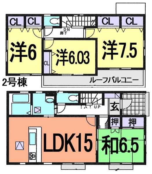 Floor plan. (Building 2), Price 29,800,000 yen, 4LDK, Land area 188.91 sq m , Building area 99.77 sq m
