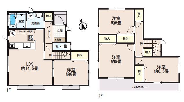 Floor plan. (B Building), Price 23.8 million yen, 4LDK, Land area 120.08 sq m , Building area 99.36 sq m