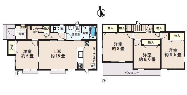 Floor plan. (E Building), Price 25,800,000 yen, 4LDK, Land area 120.04 sq m , Building area 100.6 sq m