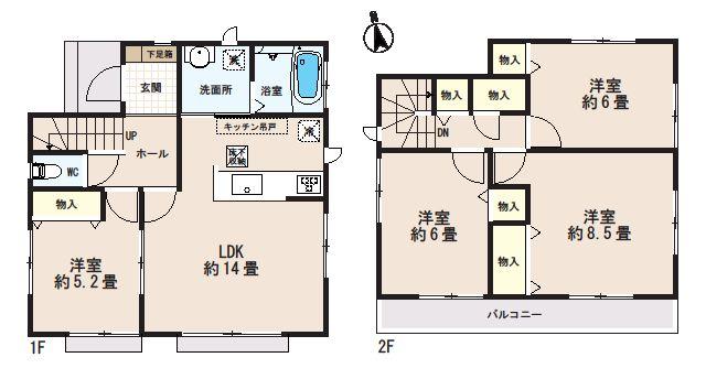Floor plan. (F Building), Price 22,800,000 yen, 4LDK, Land area 129.42 sq m , Building area 92.73 sq m