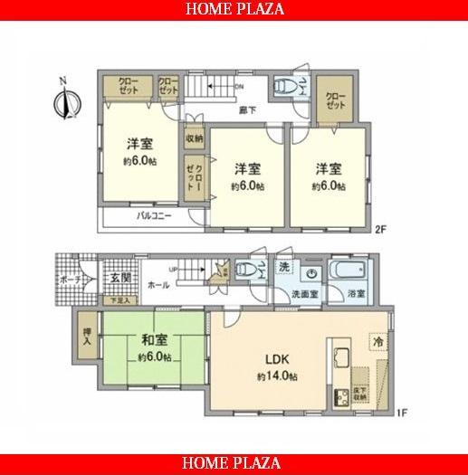 Floor plan. 25 million yen, 4LDK, Land area 106.3 sq m , Building area 97.49 sq m All rooms 6 quires more 4LDK Because all rooms, such 6 quires more, Guests can relax slowly have very spacious.