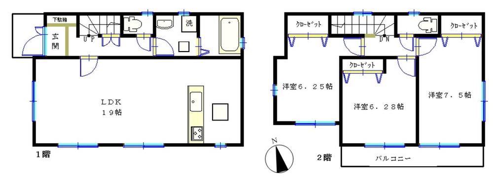 Floor plan. (3 Building), Price 30,900,000 yen, 3LDK, Land area 116.29 sq m , Building area 90.25 sq m