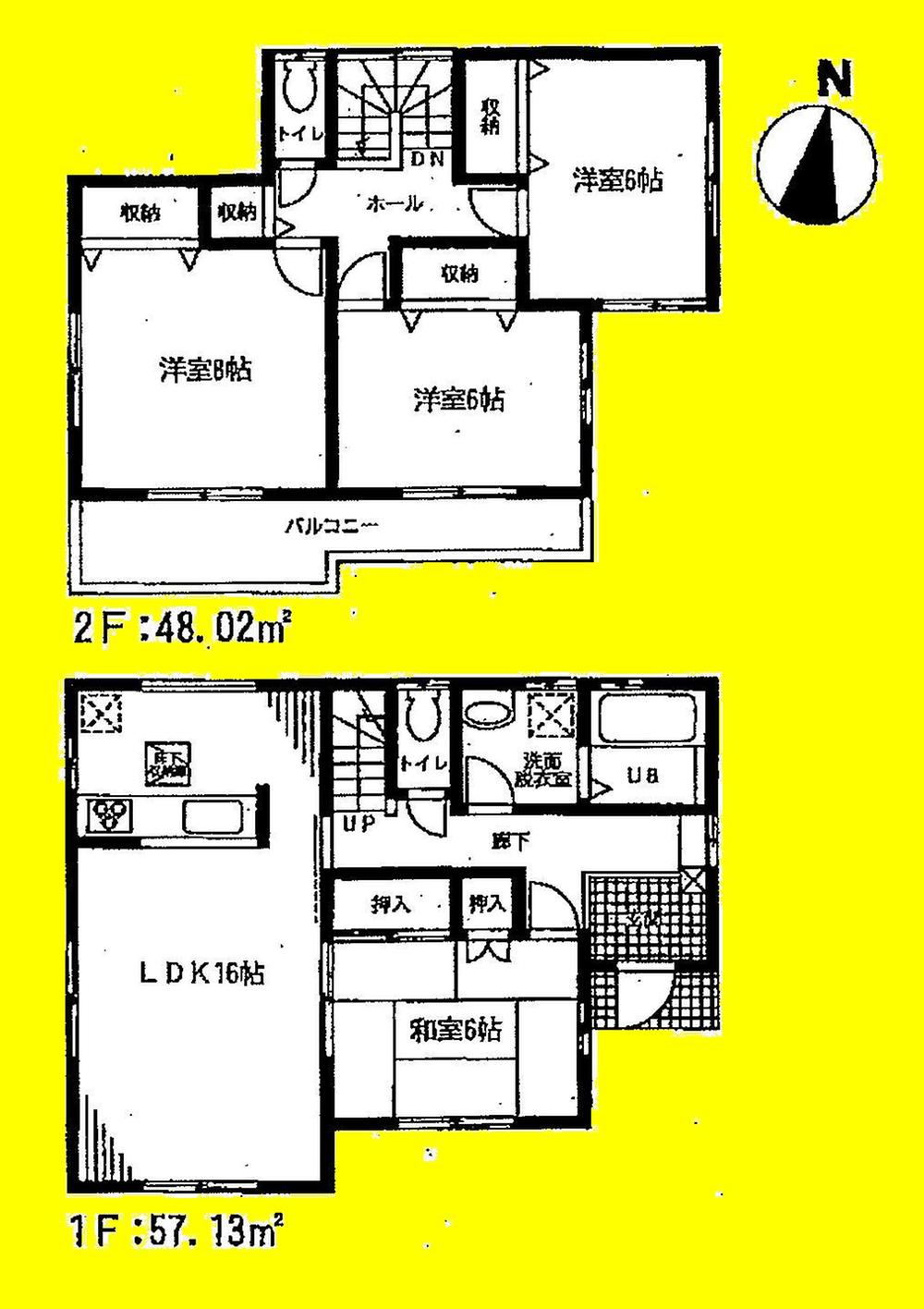 Floor plan. (1 Building), Price 27,800,000 yen, 4LDK, Land area 133.99 sq m , Building area 105.15 sq m