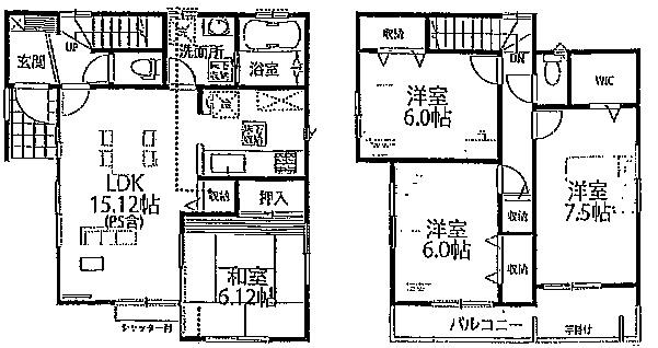 Floor plan. (1 Building), Price 35,100,000 yen, 4LDK, Land area 115.83 sq m , Building area 97.7 sq m