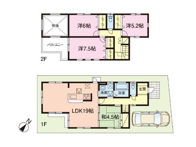 Building plan example (floor plan). Building plan example (Building 3) 4LDK, Land price 22,570,000 yen, Land area 116.02 sq m , Building price 17,330,000 yen, Building area 103.5 sq m