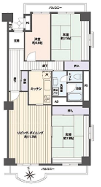 Floor plan. 3LDK, Price 18,800,000 yen, Occupied area 81.58 sq m , Balcony area 10 sq m