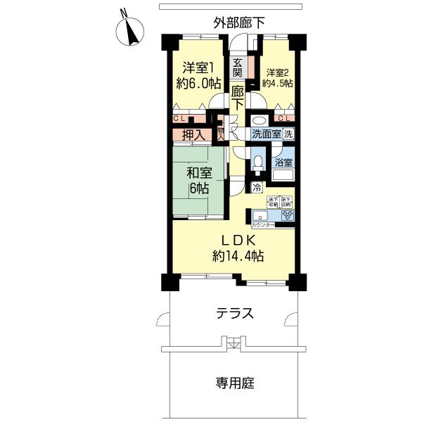 Floor plan. 3LDK, Price 16,900,000 yen, Occupied area 68.56 sq m , Balcony area 20.16 sq m