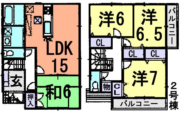 Floor plan. (Building 2), Price 23.8 million yen, 4LDK, Land area 102.59 sq m , Building area 98.81 sq m