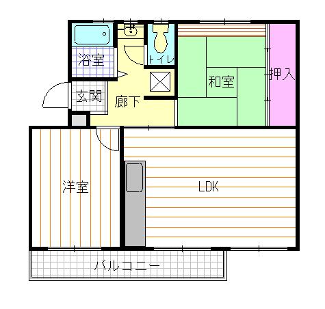 Floor plan. 2LDK, Price 6.9 million yen, Occupied area 48.85 sq m , Balcony area 5.94 sq m