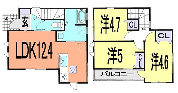 Floor plan. 20.8 million yen, 3LDK, Land area 64.56 sq m , Building area 63.96 sq m