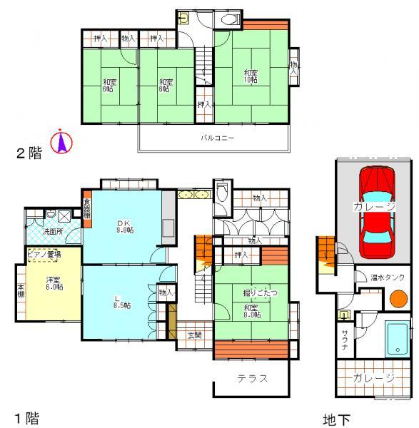 Floor plan. 32,800,000 yen, 5LDK+S, Land area 257.76 sq m , Building area 184.55 sq m floor area 55 square meters, Relaxed some 5SLDK