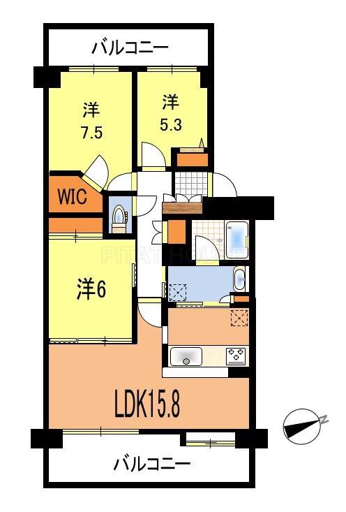 Floor plan. 3LDK, Price 22,800,000 yen, Occupied area 78.42 sq m , Balcony area 17.16 sq m floor plan