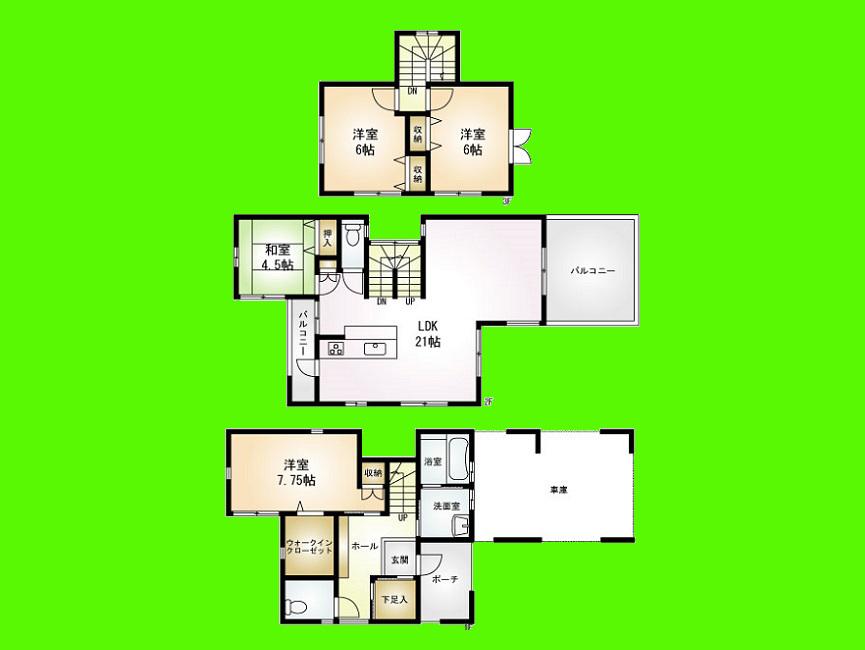 Floor plan. 42,800,000 yen, 4LDK, Land area 118.32 sq m , Building area 134.74 sq m